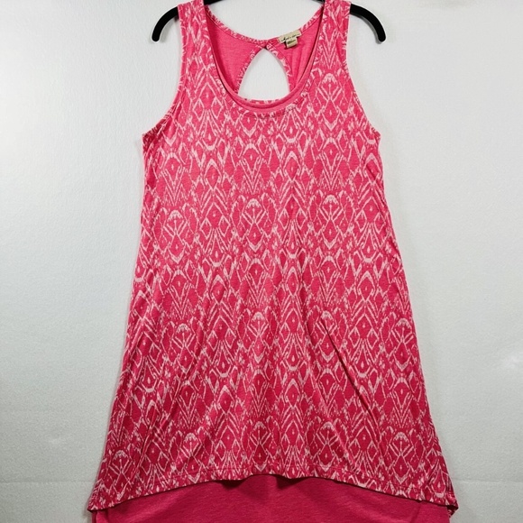 Mod-O-Doc Coral Burnout Jersey Dress Women's Size L Keyhole back Lined - Picture 1 of 7